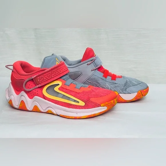 Nike Giannis Immortality 2 Kids Colorful Athletic Sneakers - Gray,Coral & Yellow - Picture 3 of 9